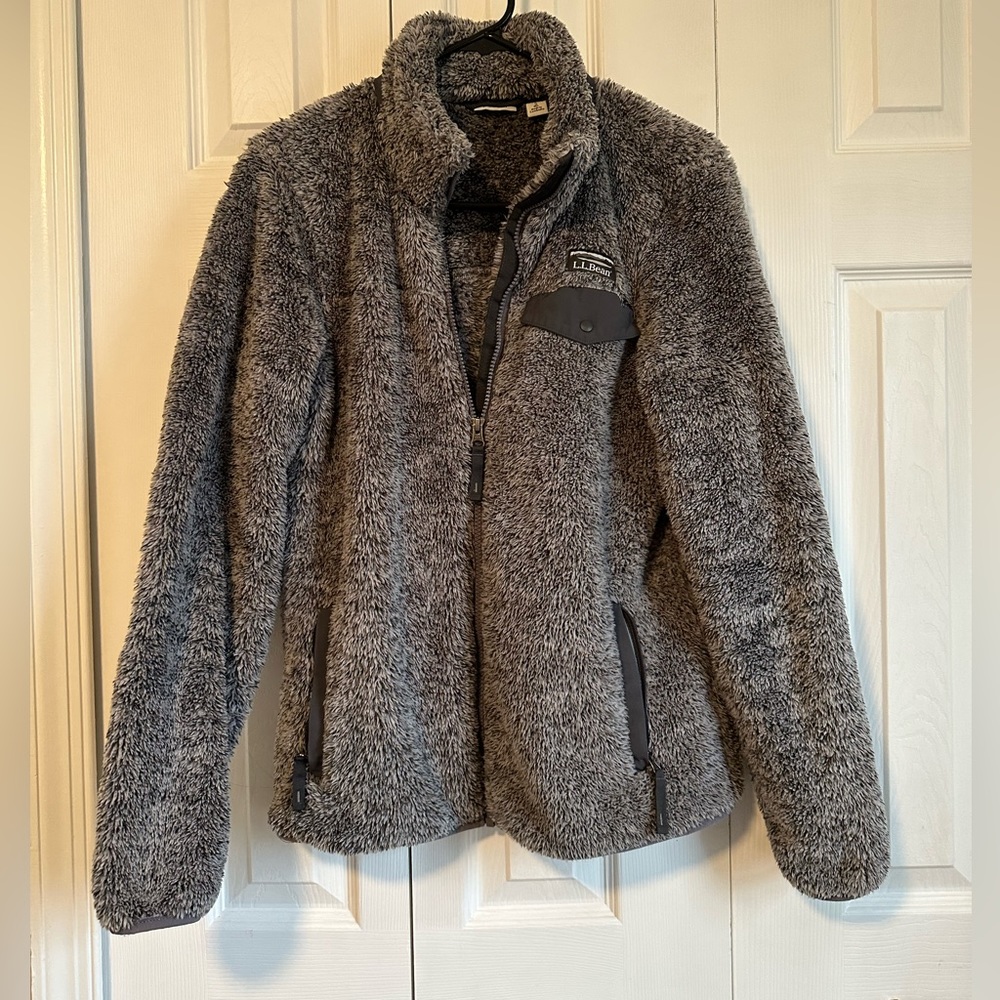 LLBean hi-pile full zip sweater